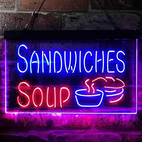 Cafe Sandwiches Soup Dual LED Neon Light Sign